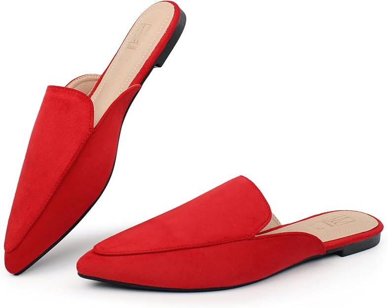 Hawkwell Women's Backless Slip on Slides Comfortable Loafer Shoes Flats Pointed Toe Mules | Amazon (US)