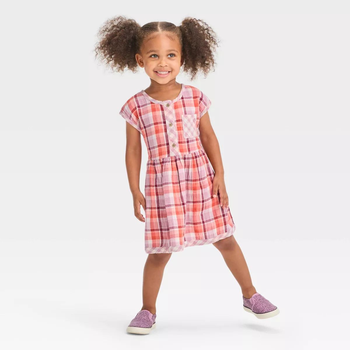 Toddler Girls' Plaid Dress - Cat & Jack™ Red/Pink/White | Target