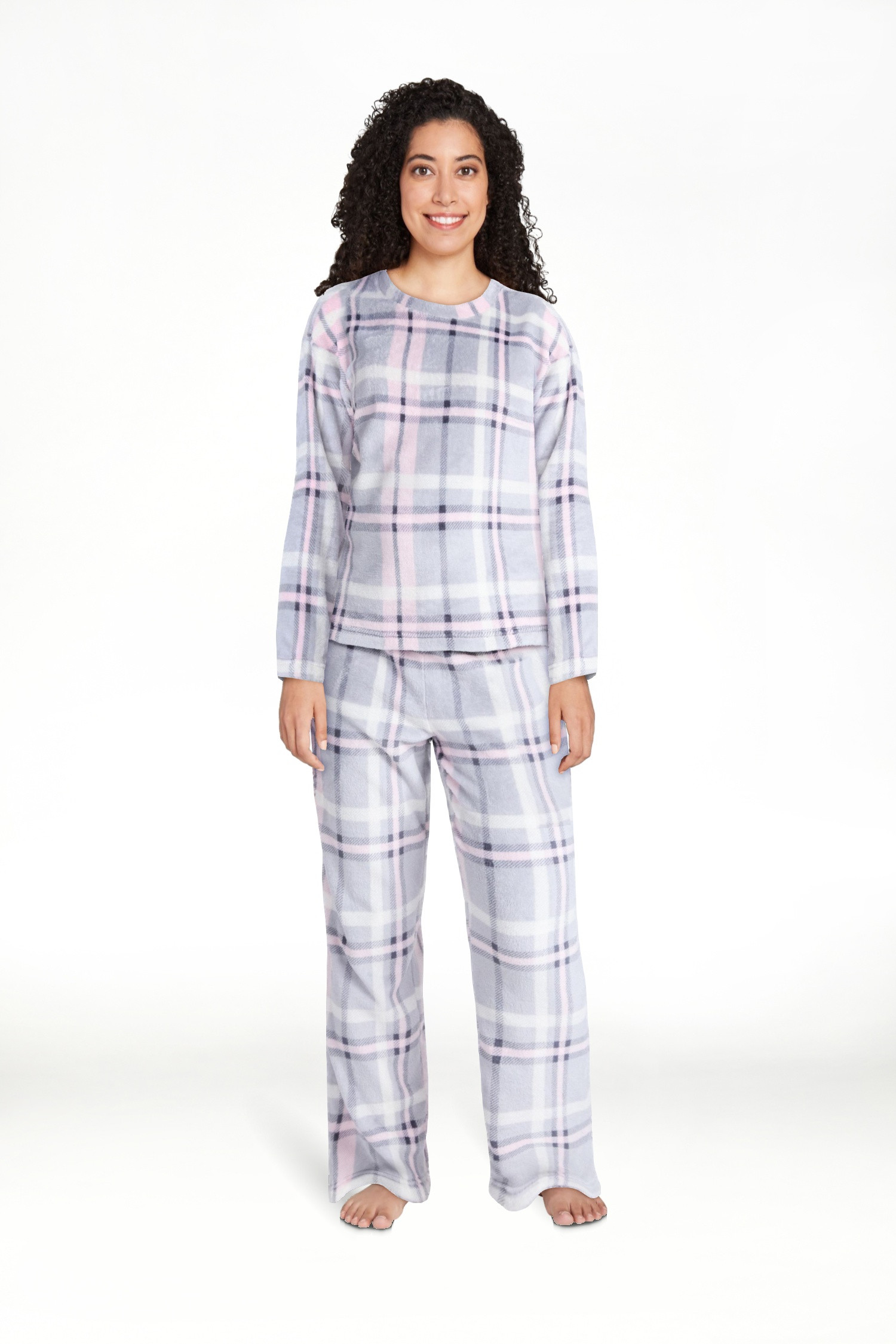 Joyspun Women's Folded Giftable Plush Long Sleeve Top and Pants Pajamas Set, 2-Piece, Sizes S-3X | Walmart (US)