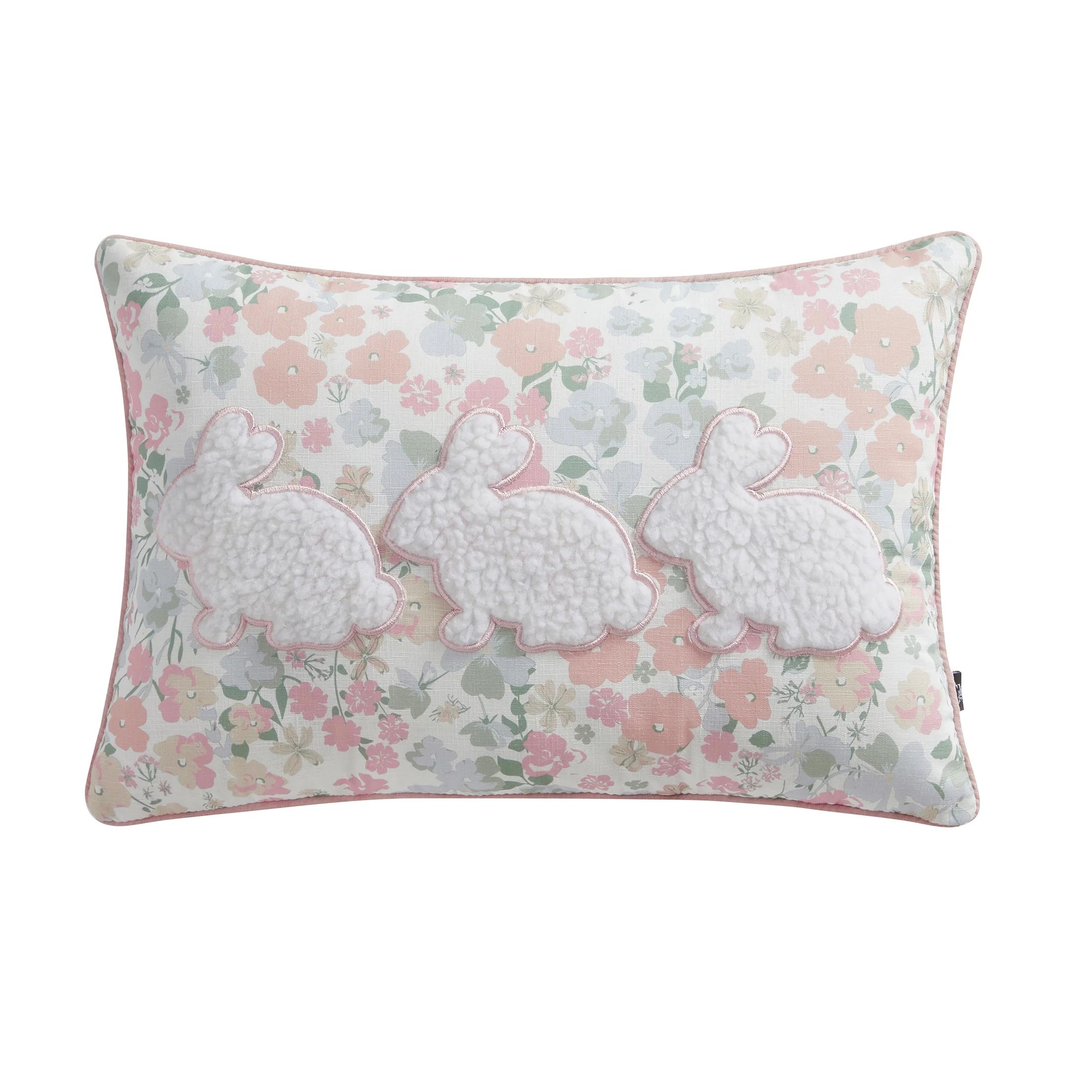 My Texas House Harper 12" x 18" Pink Easter Bunny Reversible Cotton Decorative Pillow - Walmart.c... | Walmart (US)