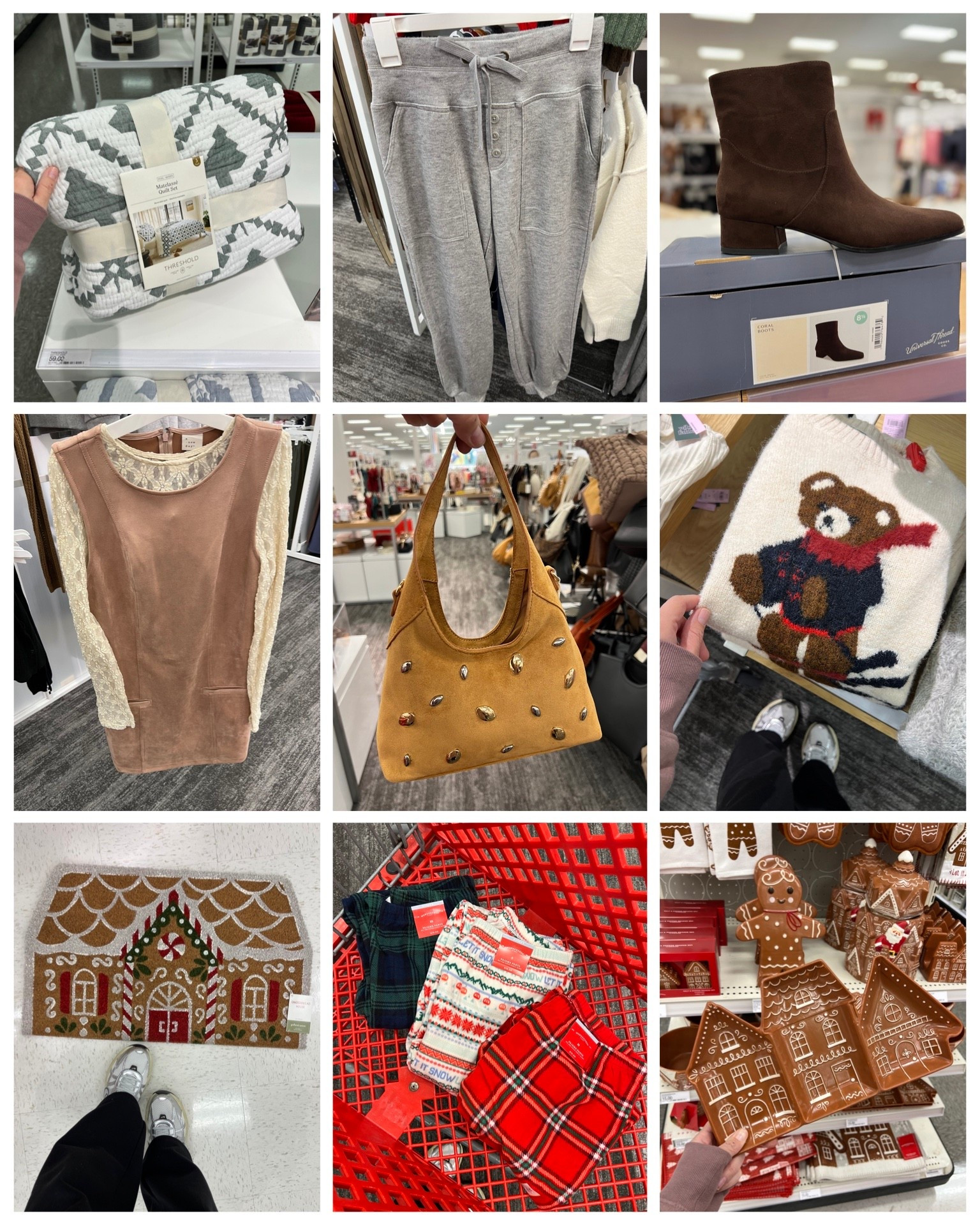 Target finds! Holiday bedding that looks like Pottery Barn, knit joggers 40% off, family matching Christmas pajamas 40% off, Ralph Lauren vibes bear sweater, chocolate brown boots, gingerbread collection (also giving Pottery Barn for less) and more! #targetstyle

#LTKHoliday #LTKFindsUnder50