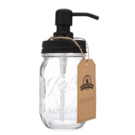 Classic Farmhouse 16 Ounce Ball Glass Mason Jar Soap Dispenser - Black | Walmart (US)