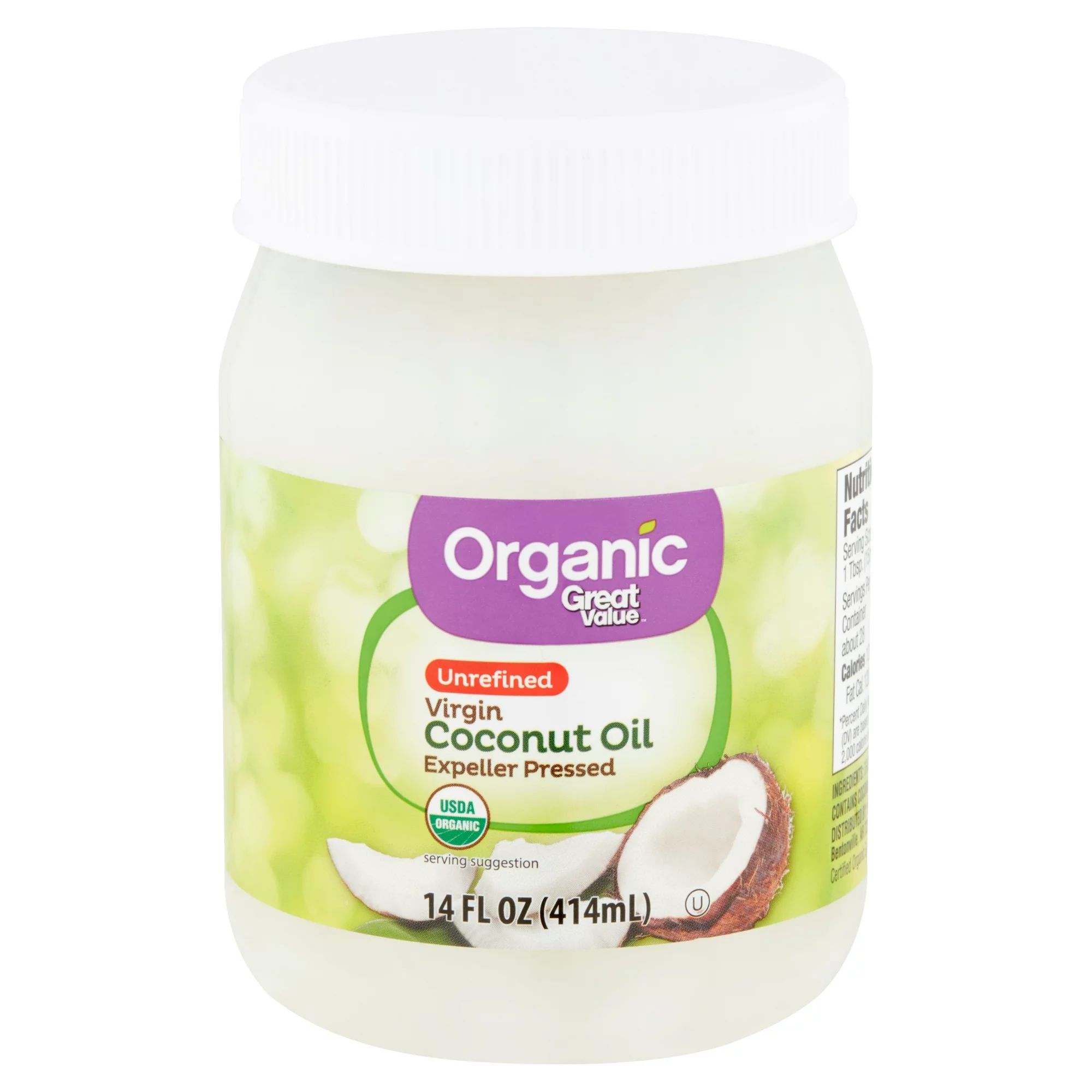 Great Value Organic Unrefined Virgin Coconut Oil, 14 fl oz | Walmart (US)