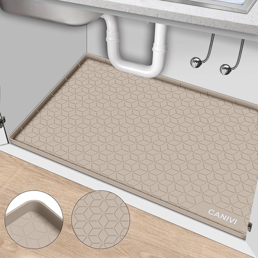 Under Sink Mat, 34" x 22" Waterproof Silicone Under Sink Tray for Kitchen & Laundry Cabinets, Kit... | Amazon (US)