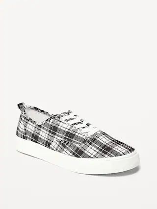 Gender-Neutral Flannel Plaid Lace-Up Sneakers for Kids | Old Navy (US)