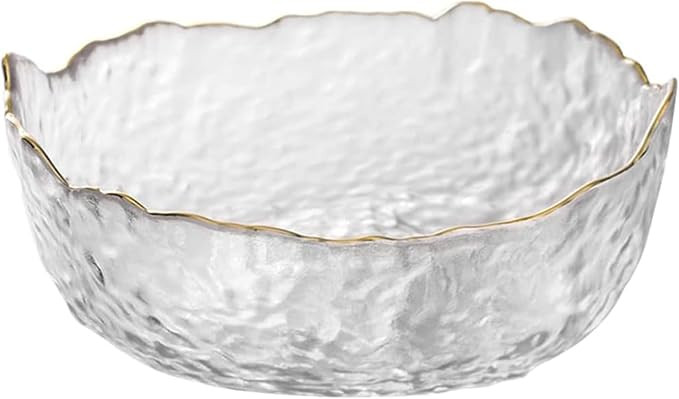 Glass Bowl for Salad Candy Fruit, Decorative Bowl-Crystal Clear Gold, 7.6" | Lotus Flower Dish, L... | Amazon (US)