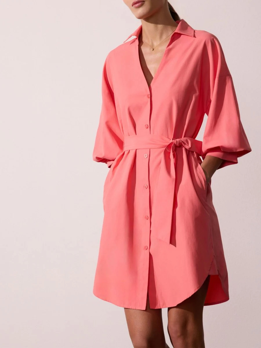 Women's Kate Belted Dress in Bright Coral | Brochu Walker | Brochu Walker