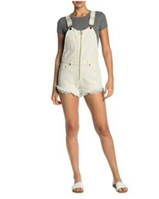 Free People Sunkissed Overalls Shortall White Gold Ring Zipper Size 8 Pockets   | eBay | eBay US