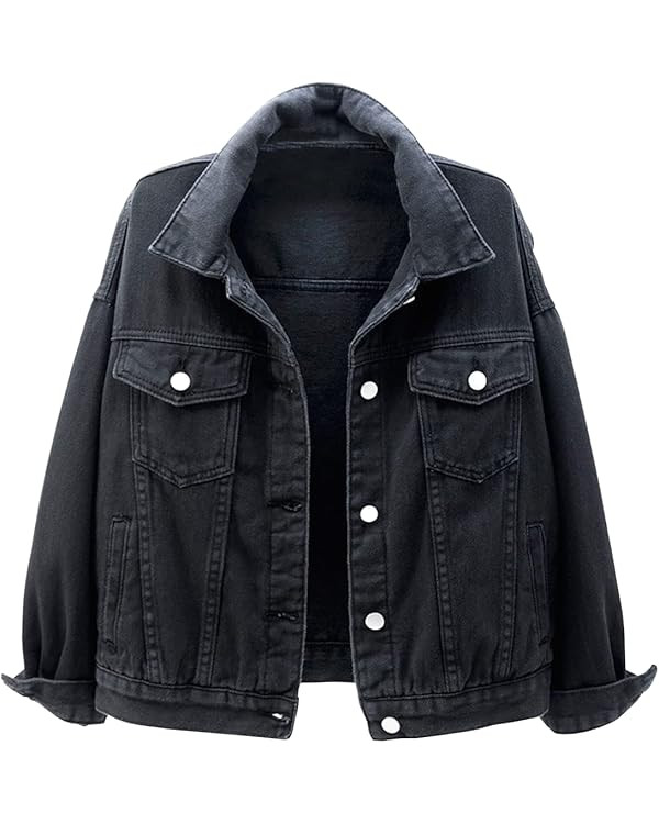 Locachy Women's Casual Denim Jacket Solid Color Basic Long Sleeve Jean Jacket Coat | Amazon (US)