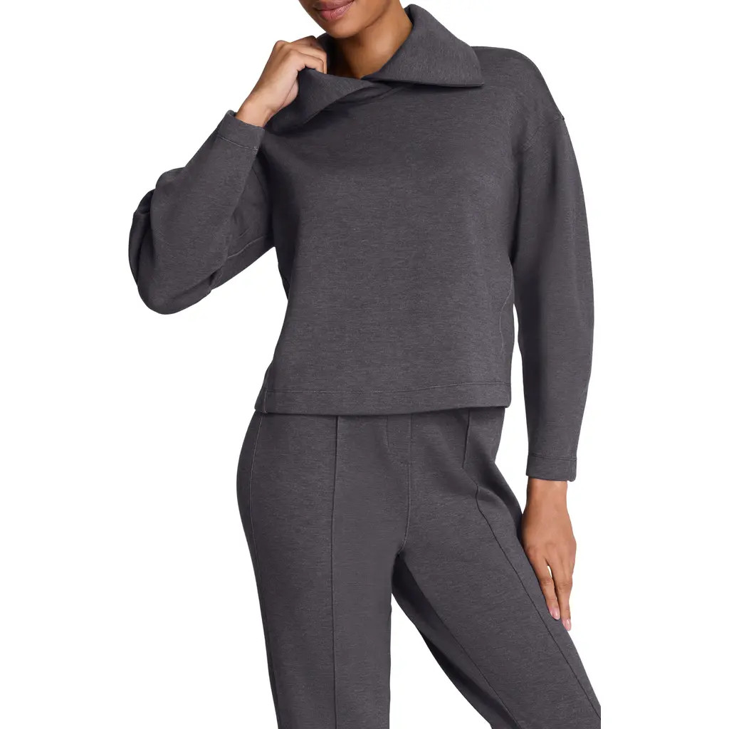 SPANX® AirEssentials Brushed Collar Sweatshirt in Heather Storm at Nordstrom Rack, Size Medium | Nordstrom Rack