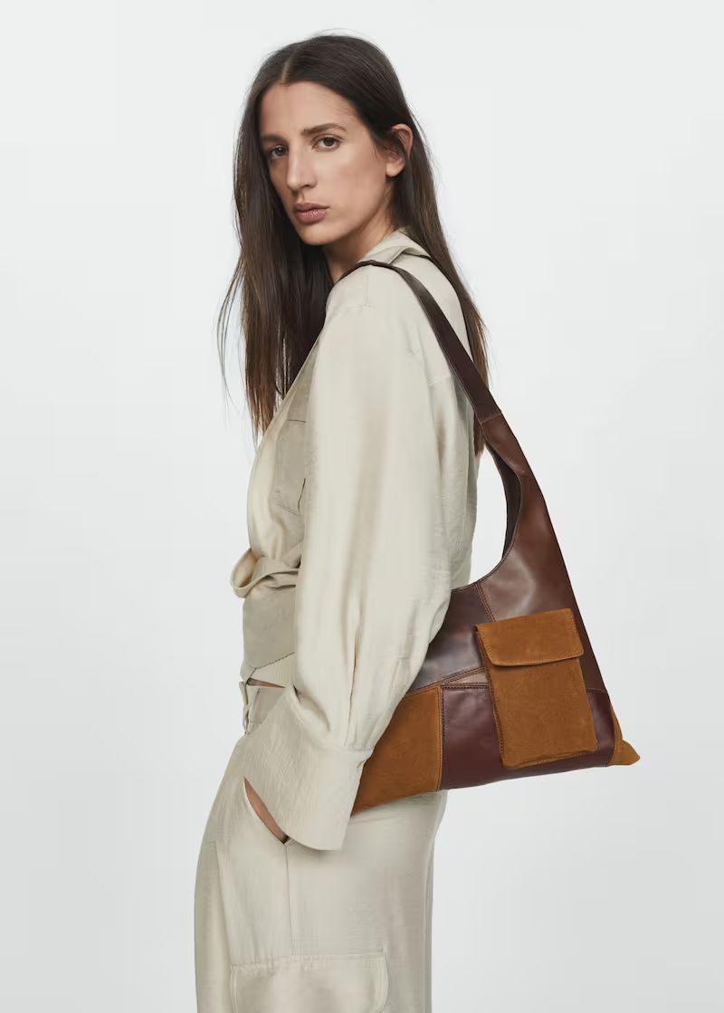 Patchwork leather bag -  Women | Mango USA | MANGO (US)