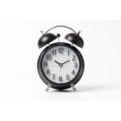 Vintage Modern Twin Bell Alarm Table Clock Black/Silver - Crosley | Target
