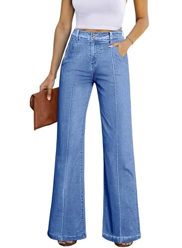 Sidefeel Womens Wide Leg Jeans Casual Baggy High Waisted Stretch Denim Pants | Amazon (US)