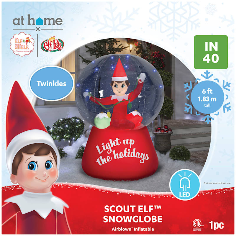 Elf on the Shelf Inflatable Scout the Elf Snow Globe, 6' | At Home