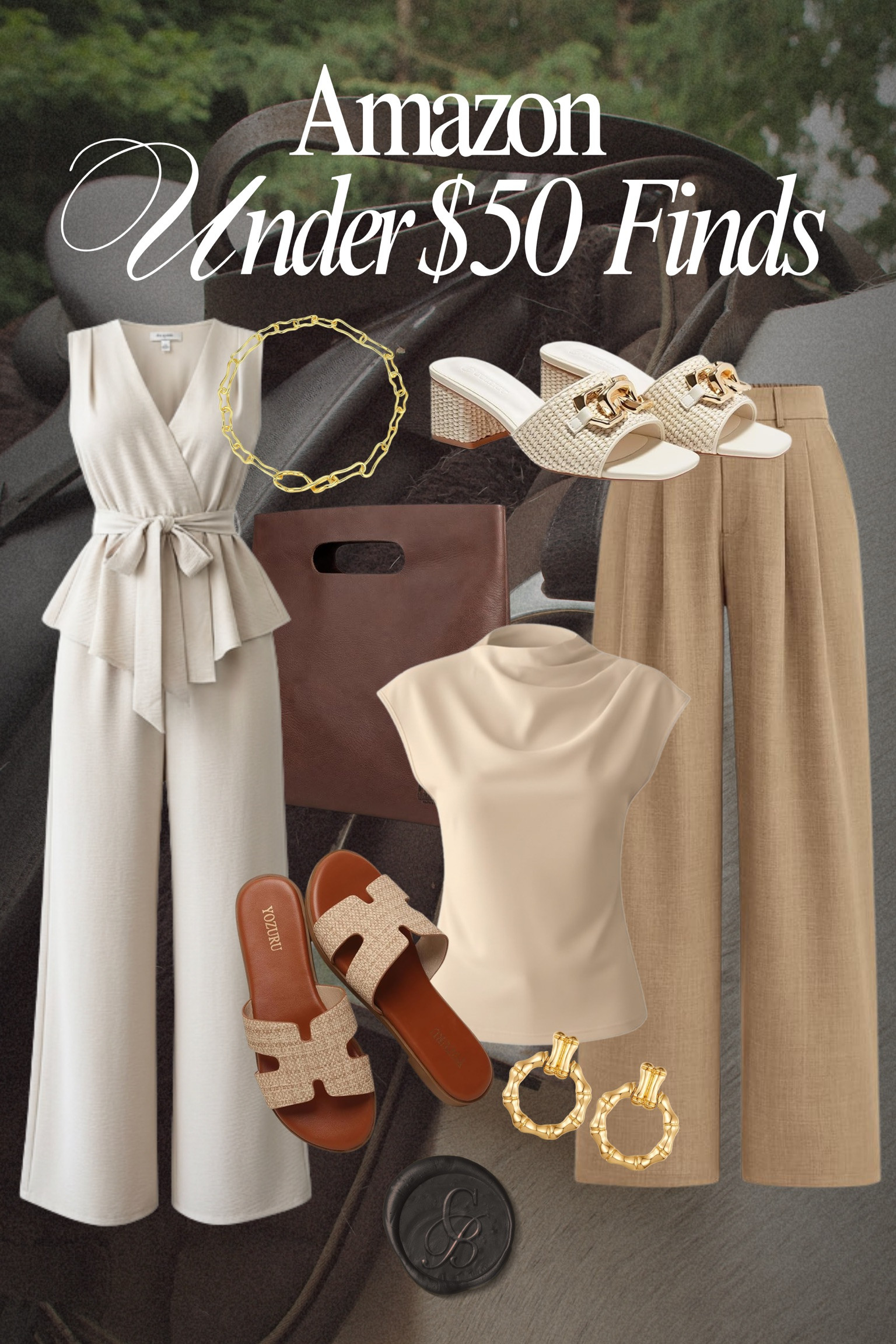 Amazon under $50 finds 🤎

Elevated neutrals don’t have to come with a high price tag. A chic wrap-style jumpsuit, tailored linen trousers, woven slides, and statement gold accessories instantly create that polished, put-together look — all without overspending.

These are the pieces that mix effortlessly with what you already own and make everyday outfits feel intentional. Classic silhouettes, warm tones, and timeless details always win.

#AmazonFinds #Under50Finds #AffordableStyle #NeutralOutfits #CapsuleWardrobe #ElevatedBasics #ChicOnABudget 

 #LTKSeasonal #LTKBeauty