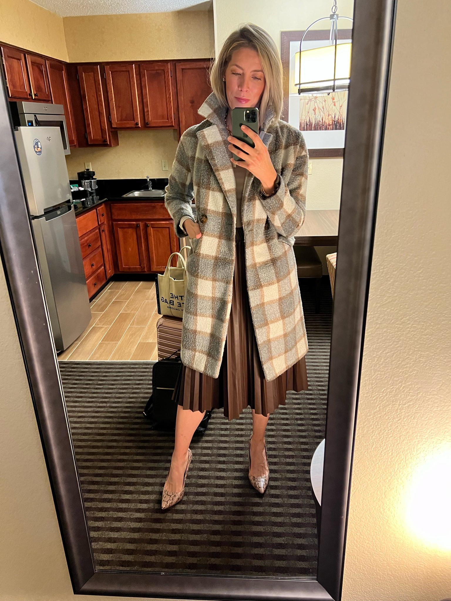 Walmart Style for Women. Workwear. Travel for work clothing. Luggage for airport  Style for less. Leather skirt. Wearing a medium in skirt and a large in top. 6ft tall. Super versatile shirt  

#LTKfindsunder50 #LTKsalealert #LTKover40