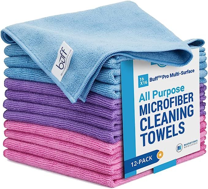 16" x 16" MW Pro Multi Surface Microfiber Towels (Pink, Purple, Blue) | Amazon (US)
