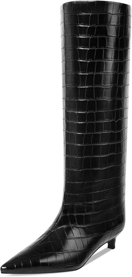 Kitten Heel Knee High Boots for Women, 1.5-in Stiletto Low Heel Long Boots Women Knee High, Women... | Amazon (US)