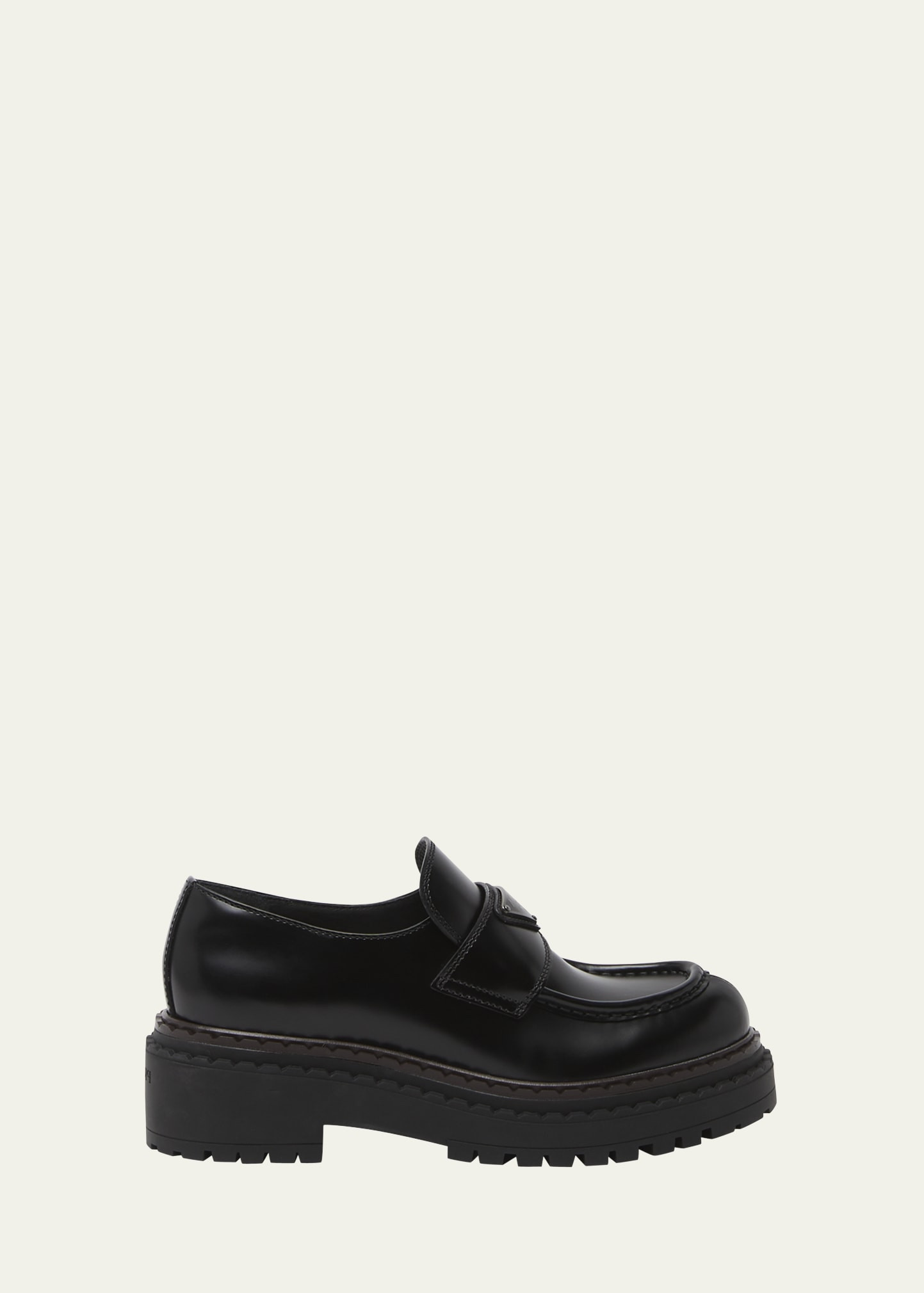 Prada Chocolate Calfskin Platform Loafers | Bergdorf Goodman