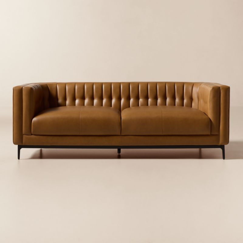 Ambroise 80" Brown Saddle Leather Sofa | CB2