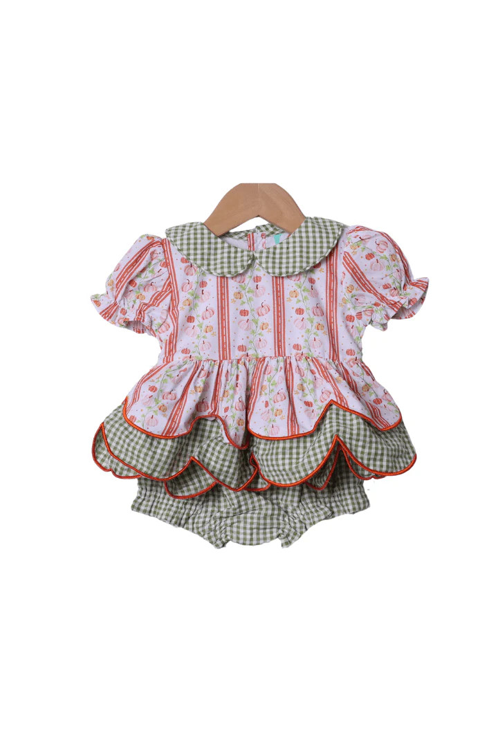 Scalloped Floral Pumpkin Bloomer Set | The Smocked Flamingo