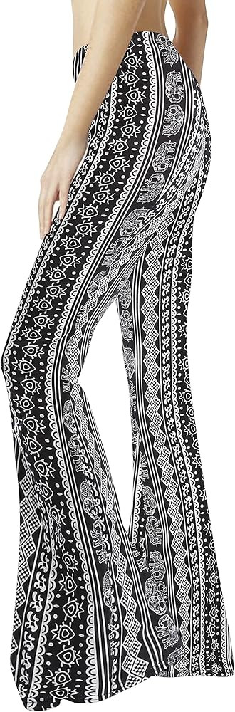 WSPLYSPJY Women's Print Stretch Bell Bottom Flare Palazzo Pants Trousers | Amazon (US)