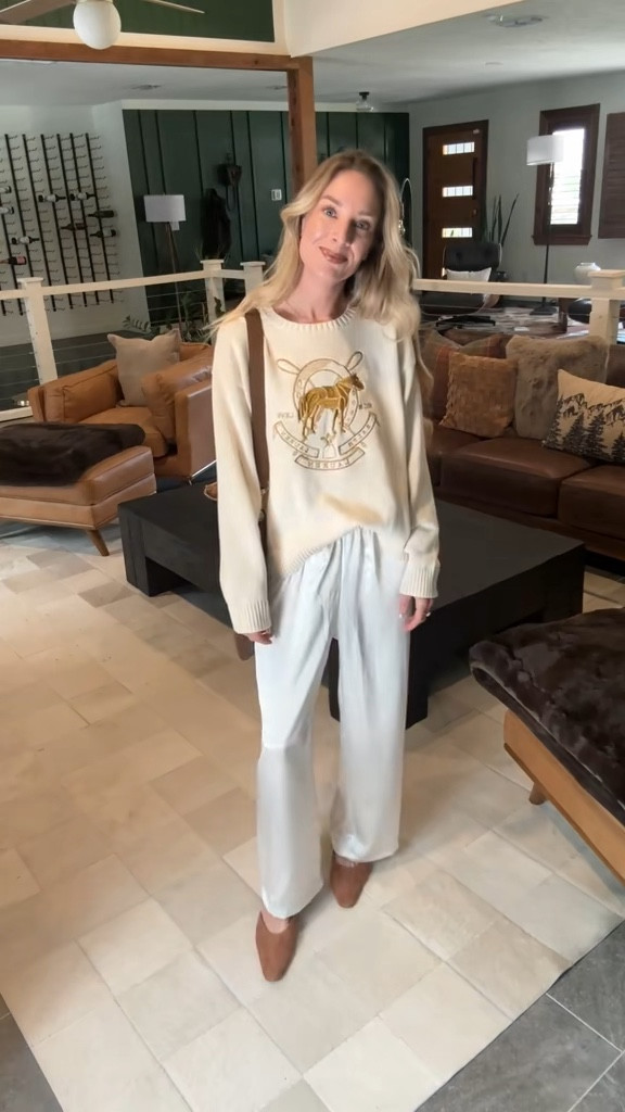 MAJOR SWEATER SALE! 

Sweater: small 
Amazon silk pants: small 


#LTKdayinmylife #LTKootd