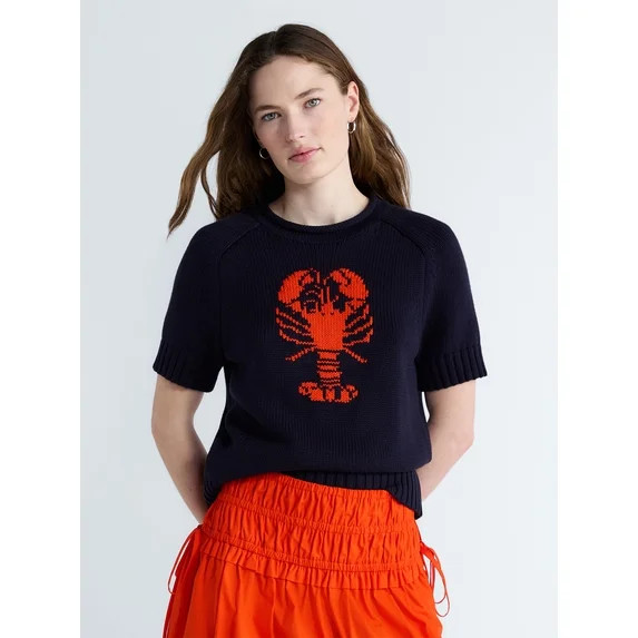 Free Assembly Women's and Women's Plus Roll Neck Cotton Sweater with Short Sleeves, Sizes XS-4X | Walmart (US)