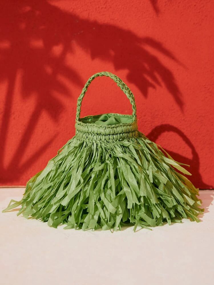 Mini Minimalist Fringe Decor Bucket Bag | SHEIN