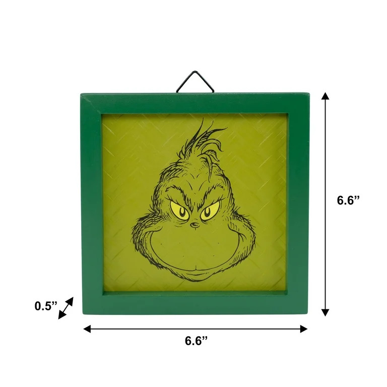 Grinch Square Green MDF Frame Featuring Grinch Face, Green 6.5 Inches Square, by Ruz - Walmart.co... | Walmart (US)