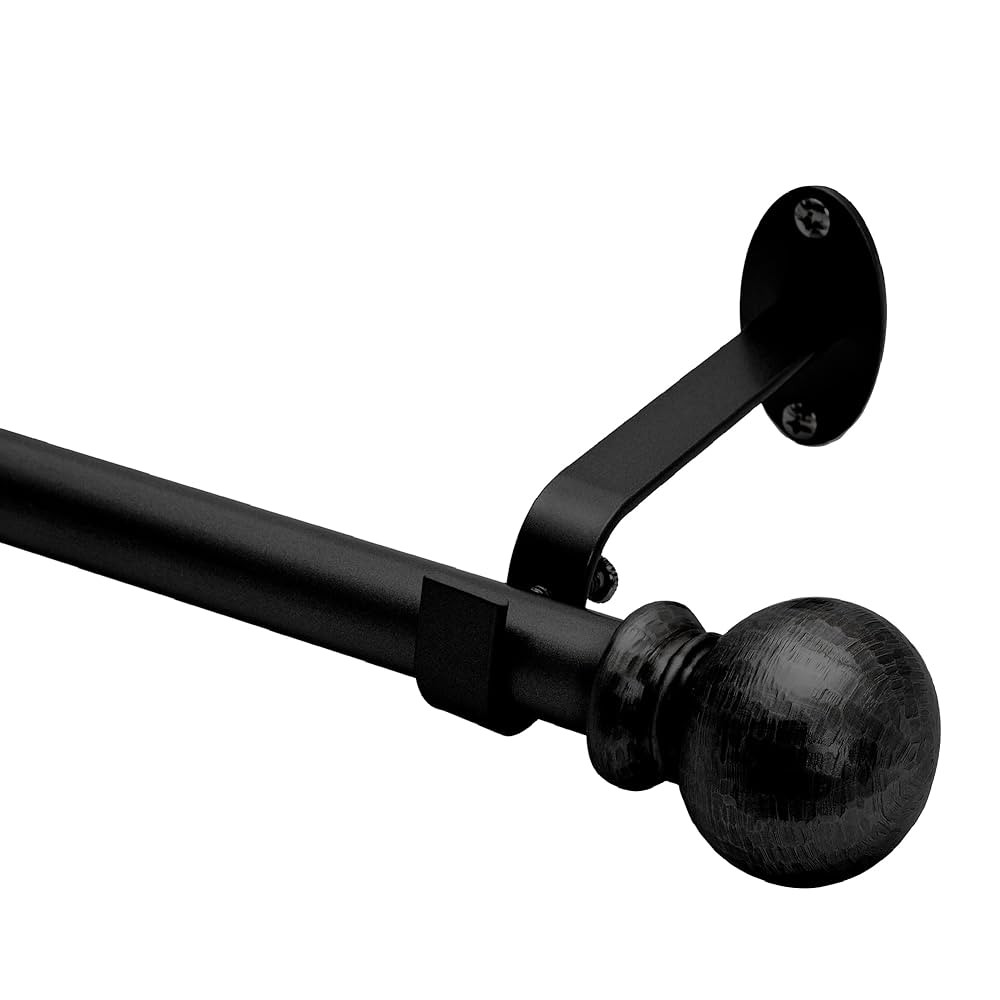 Elrene Home Fashions Rustic Farmhouse Adjustable Window Curtain Rod with Forged Hammered Round Ba... | Amazon (US)