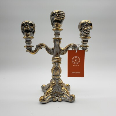 Martha Stewart Halloween 3 Arm Skull 11.5" Gothic Candelabra Candle Holder | eBay US