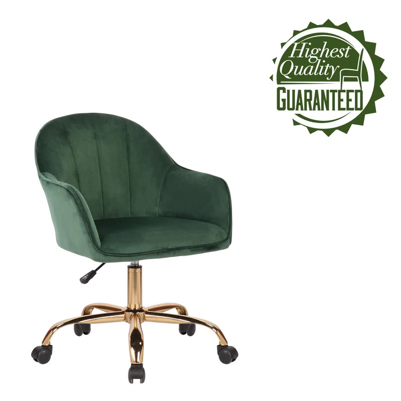 Aurora Velvet Office Chair with Gold Chrome Base | Wayfair North America