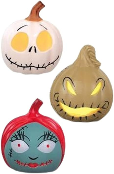 The Nightmare Before Christmas Mini Light Up Pumpkins Jack, Sally, Oogie Boogie, 3.25" | Amazon (US)