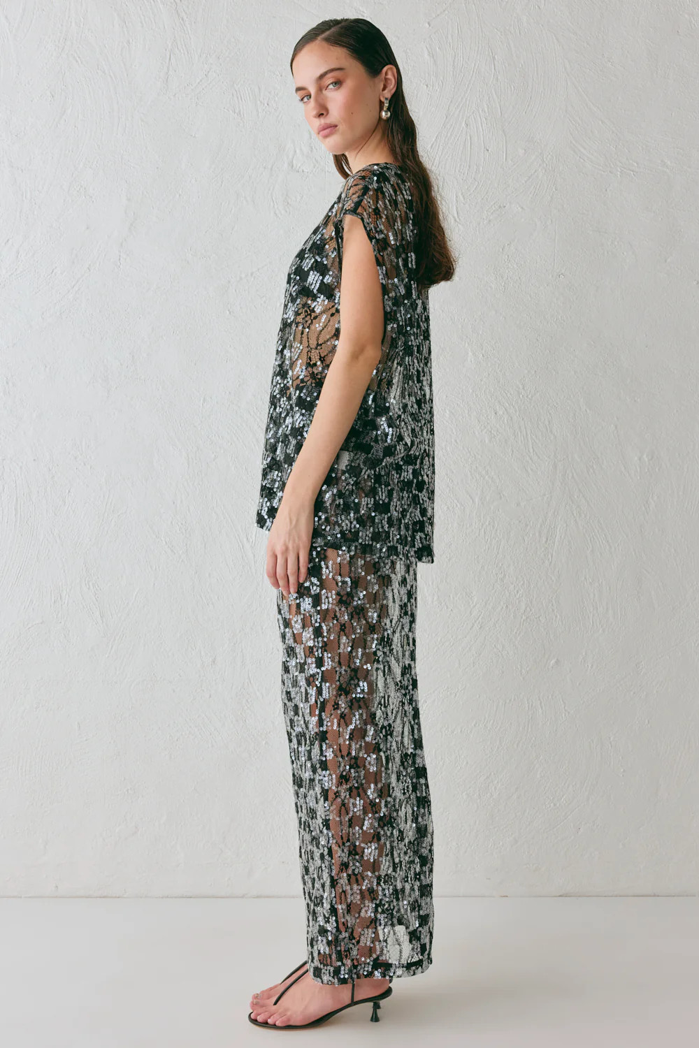 Devyn Sequin Midi Skirt Black | VRG Grl
