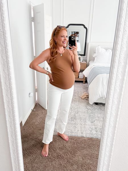 Madewell 25%-30% off sale! I got these white maternity jeans for the fall and love them! The band goes over the belly and you can adjust it so your pants don’t fall down!

#LTKSeasonal #LTKbump #LTKsalealert