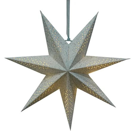 Light-Up Blue Battery-Operated Flocked Star Christmas Hanging Decoration, 29", by Holiday Time | Walmart (US)