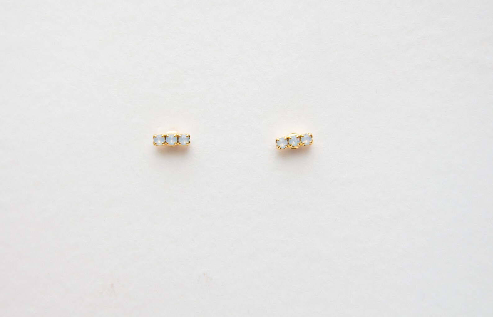 Dainty Wedding Earring Bar Earring Stud With Tiny White - Etsy | Etsy (US)