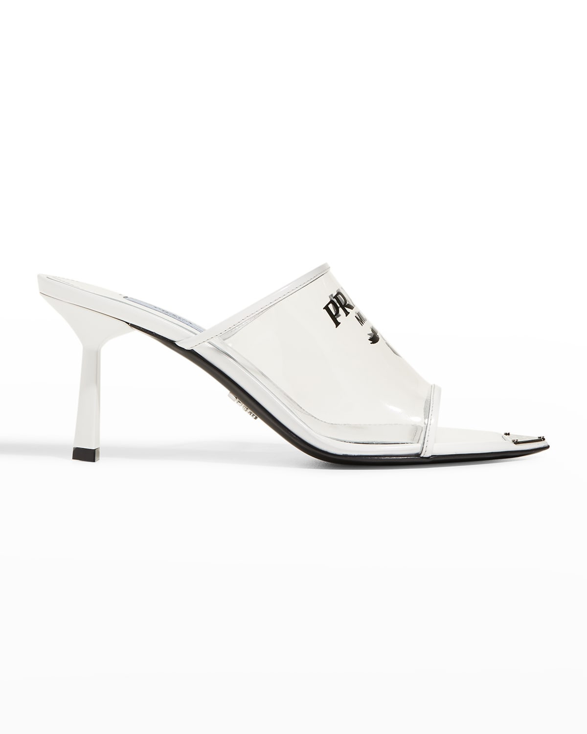 75mm Plex Logo Extended Sole Mules | Neiman Marcus