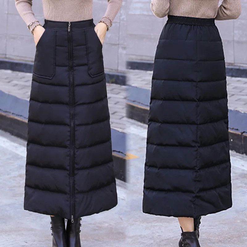 Winter Down Cotton Skirt High Waist Zip up Long Warm Skirt Thickening Women A-line Skirts New - W... | Walmart (US)