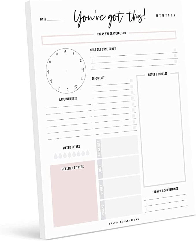Bliss Collections Daily Planner with 50 Undated 8.5 x 11 Tear-Off Sheets - You've Got Thi... | Amazon (US)