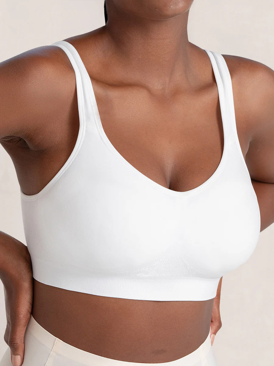 Shapermint Essentials Everyday Comfort Straps Wireless Shaping Bra Shapewear White 4XL | Shapermint
