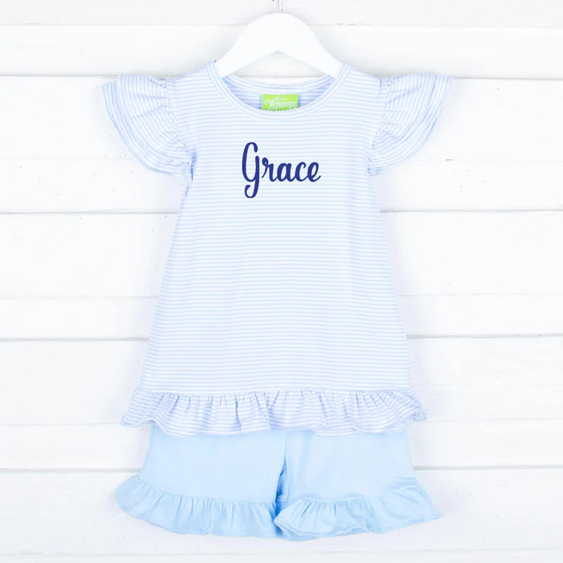Milly Stripe Ruffle Short Set | Classic Whimsy
