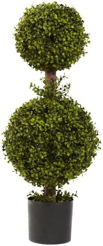 Nearly Natural 5920 Double Boxwood Topiary, 35-Inch, Green,12" x 12" x 35" | Amazon (US)