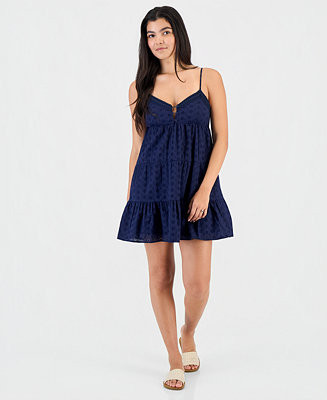 Madden Girl Juniors' Eyelet Embroidered Sleeveless Mini Dress - Macy's | Macy's