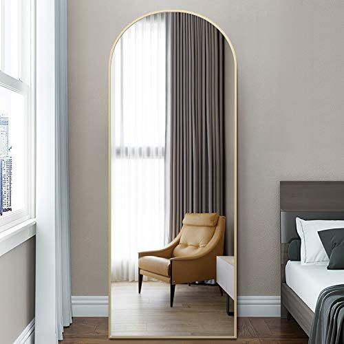 PexFix 65"x22" Full Length Modern Arched-Top Floor Mirror with Standing Holder Bedroom Dressing M... | Amazon (US)