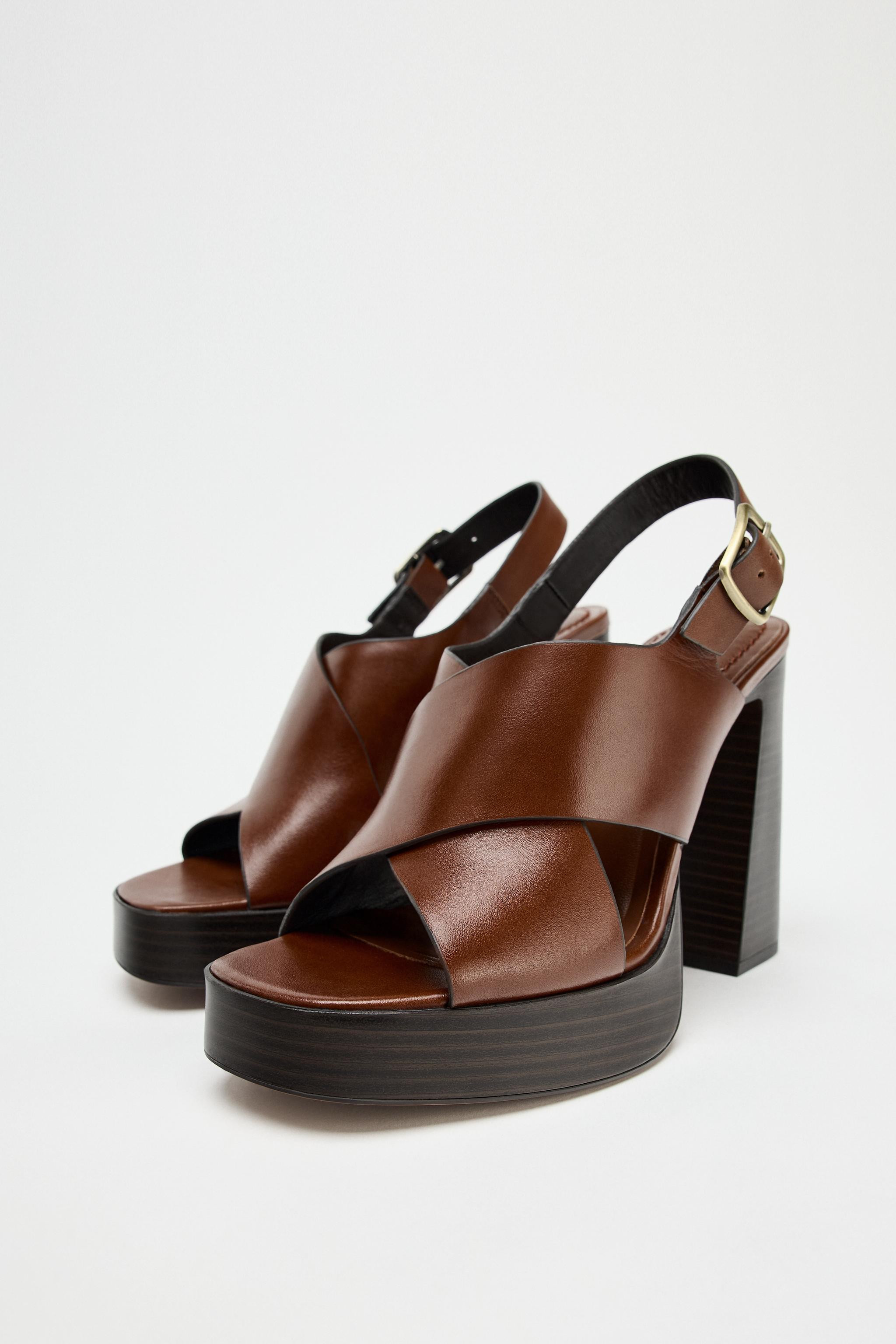 LEATHER HEELED SANDALS | Zara US