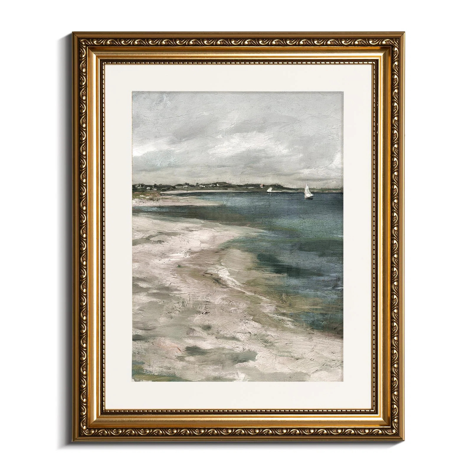 Retro Gold Framed Wall Art, Home Room Coastal Storm Clouds Vintage Wall Decor, Canvas Print Artwo... | Wayfair North America