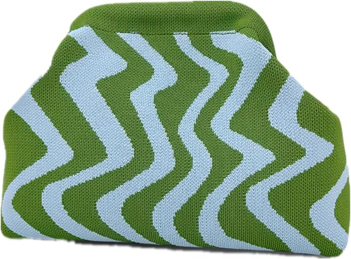 DIHKLCIO Clutch Purses for Women Summer Beach Woven Crochet Handbag Dumpling Striped Ruched Cloud... | Amazon (US)