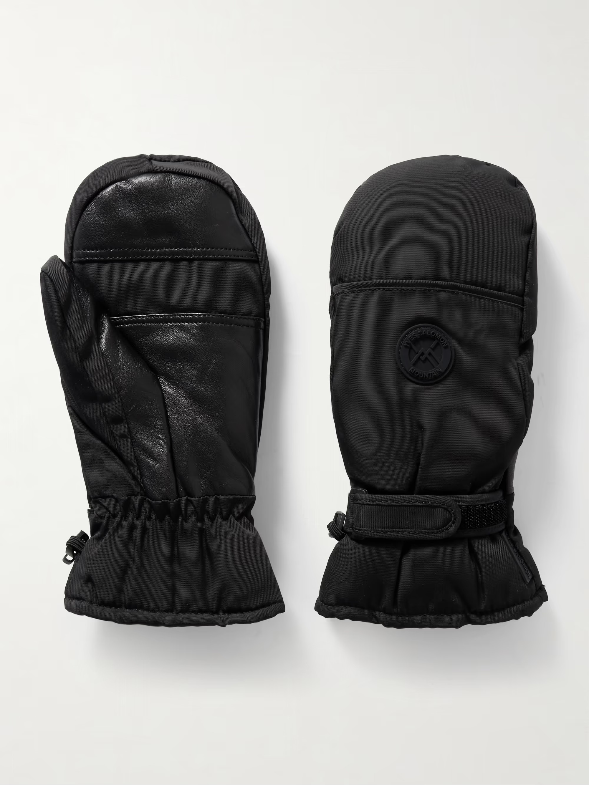 Leather-trimmed appliquéd padded shell ski mittens | NET-A-PORTER (US)